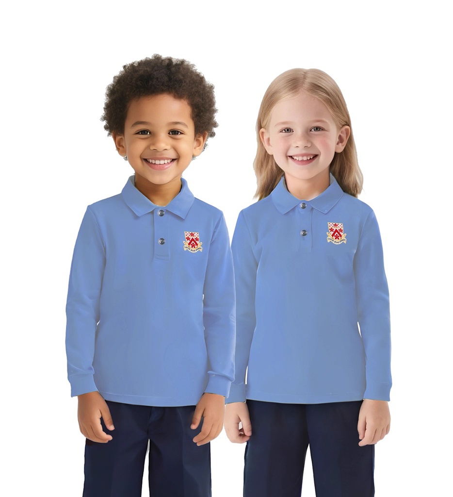 Long-Sleeved Light Blue Polo Shirt